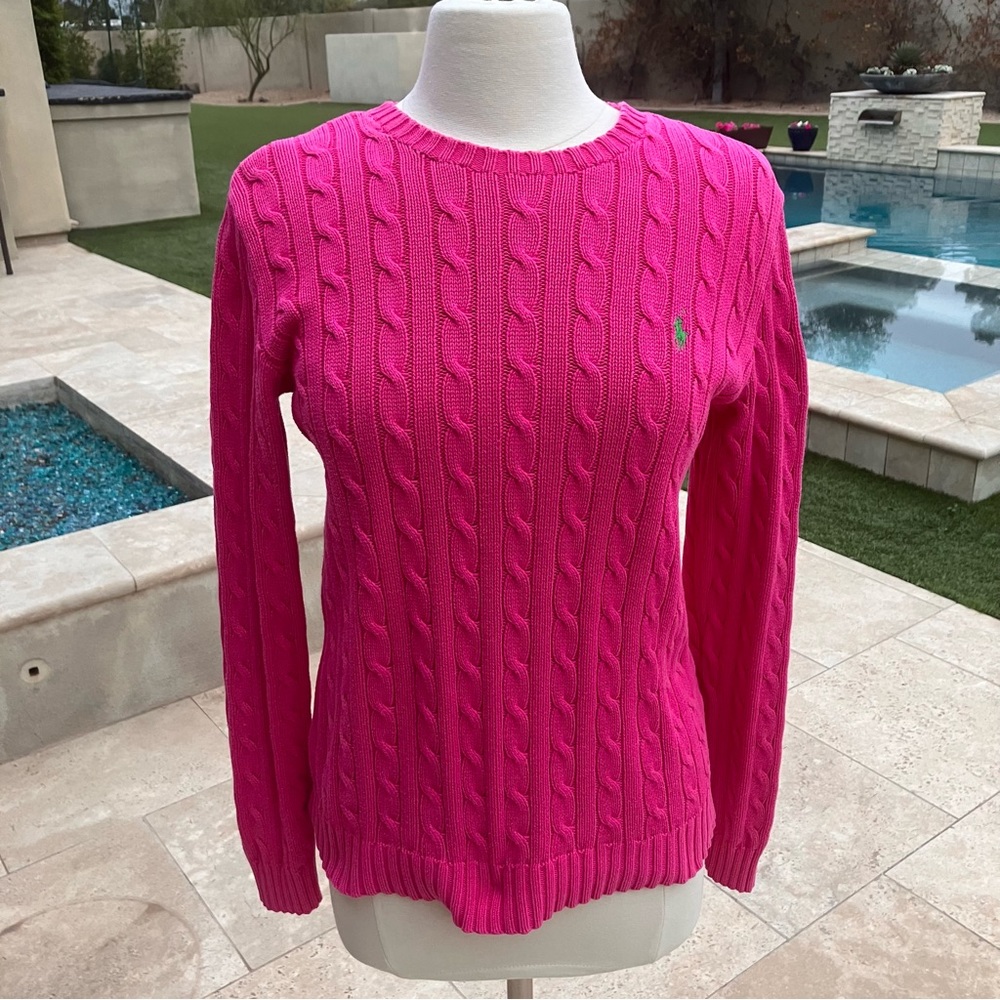 Vintage Ralph Lauren Cable Knit Crewneck Sweater-M L, Pink